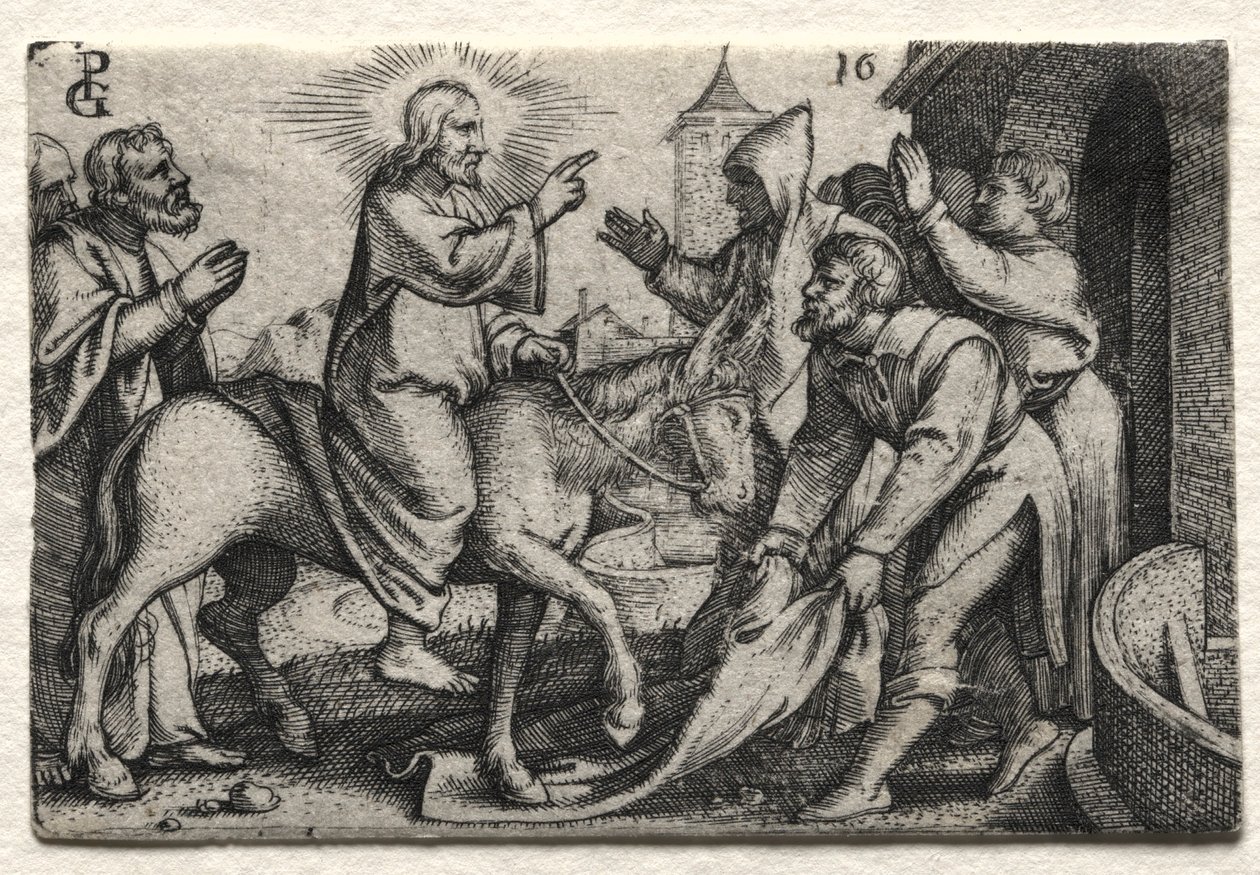 Jesu Kristi liv: Kristus kommer inn i Jerusalem, ca. 1534-35. av Georg Pencz