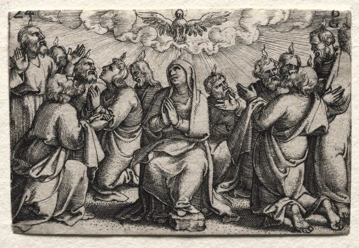 Jesu Kristi liv: Den hellige ånds nedstigning av Georg Pencz