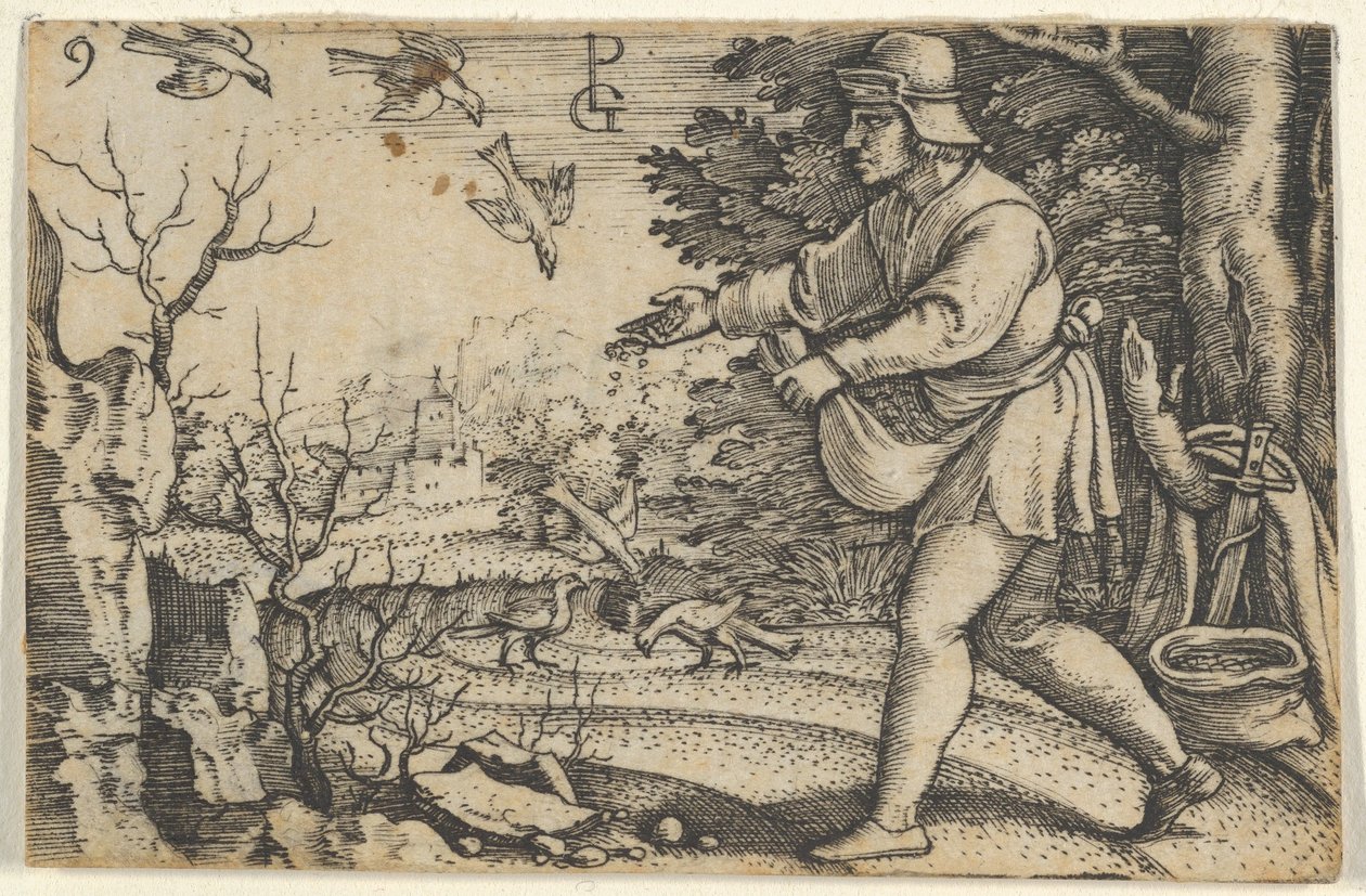 Lignelsen om såmannen, fra historien om Kristus, 1534-35. av Georg Pencz