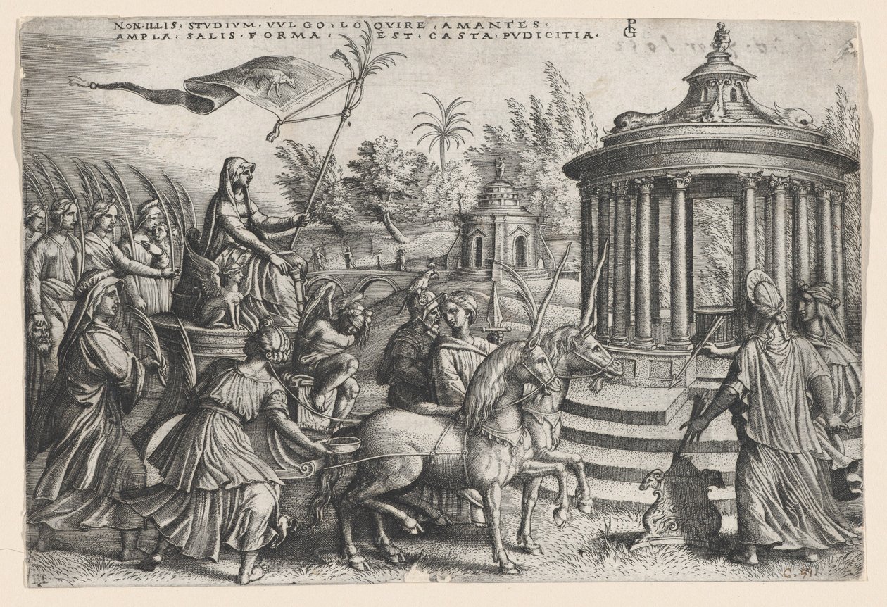 Kyskhetens triumf på kjærligheten, fra Petrarkas triumfer. av Georg Pencz
