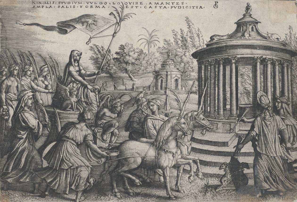 Kyskhetens triumf på kjærligheten, fra Petrarkas triumfer. av Georg Pencz