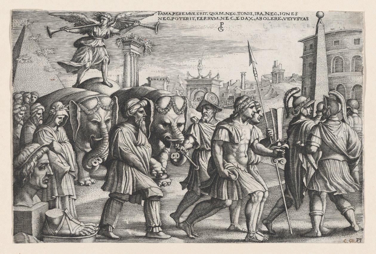 The Triumph of Fame on Chastity, fra The Triumphs of Petrarch. av Georg Pencz