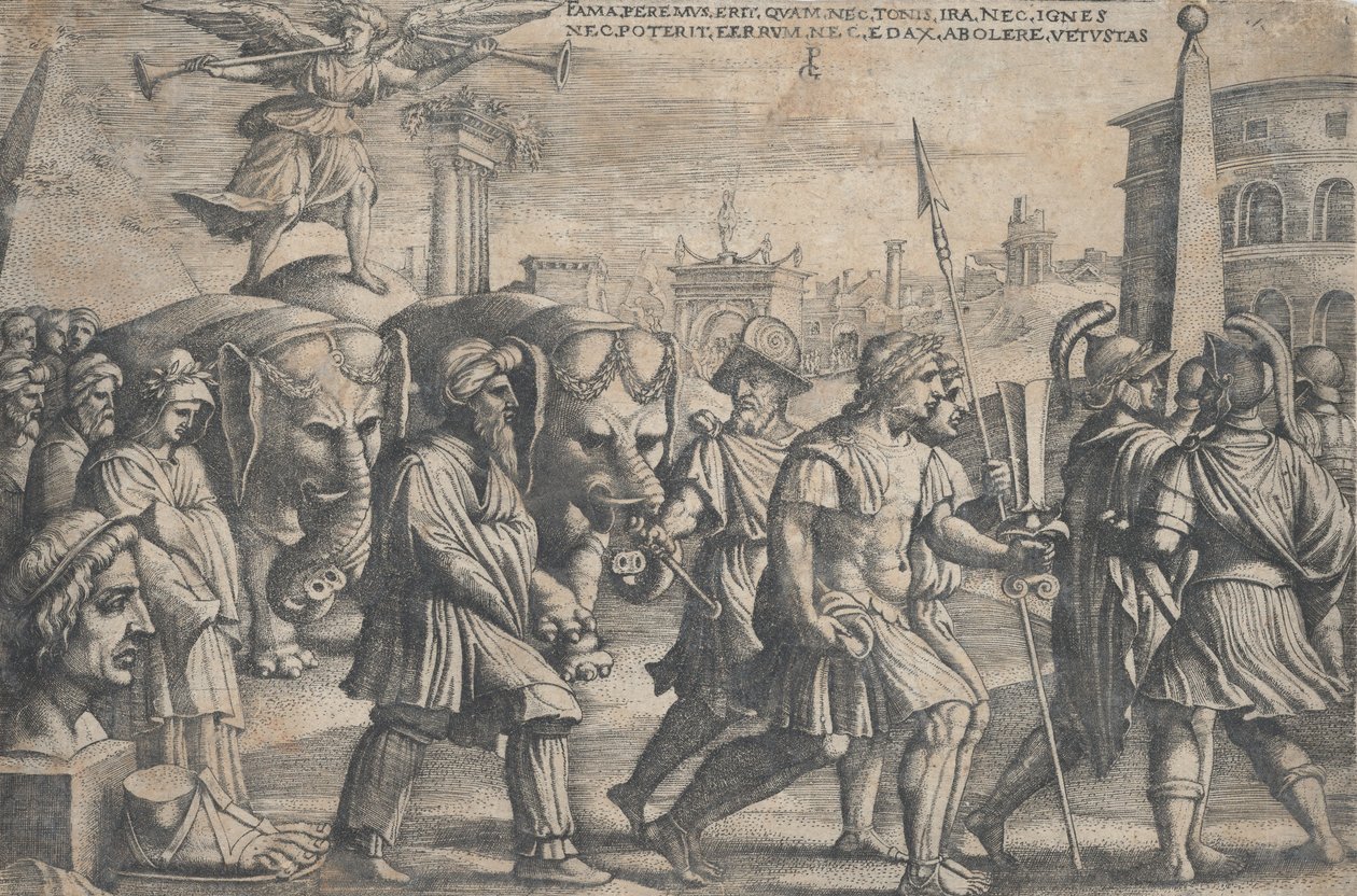 The Triumph of Fame on Chastity, fra The Triumphs of Petrarch. av Georg Pencz