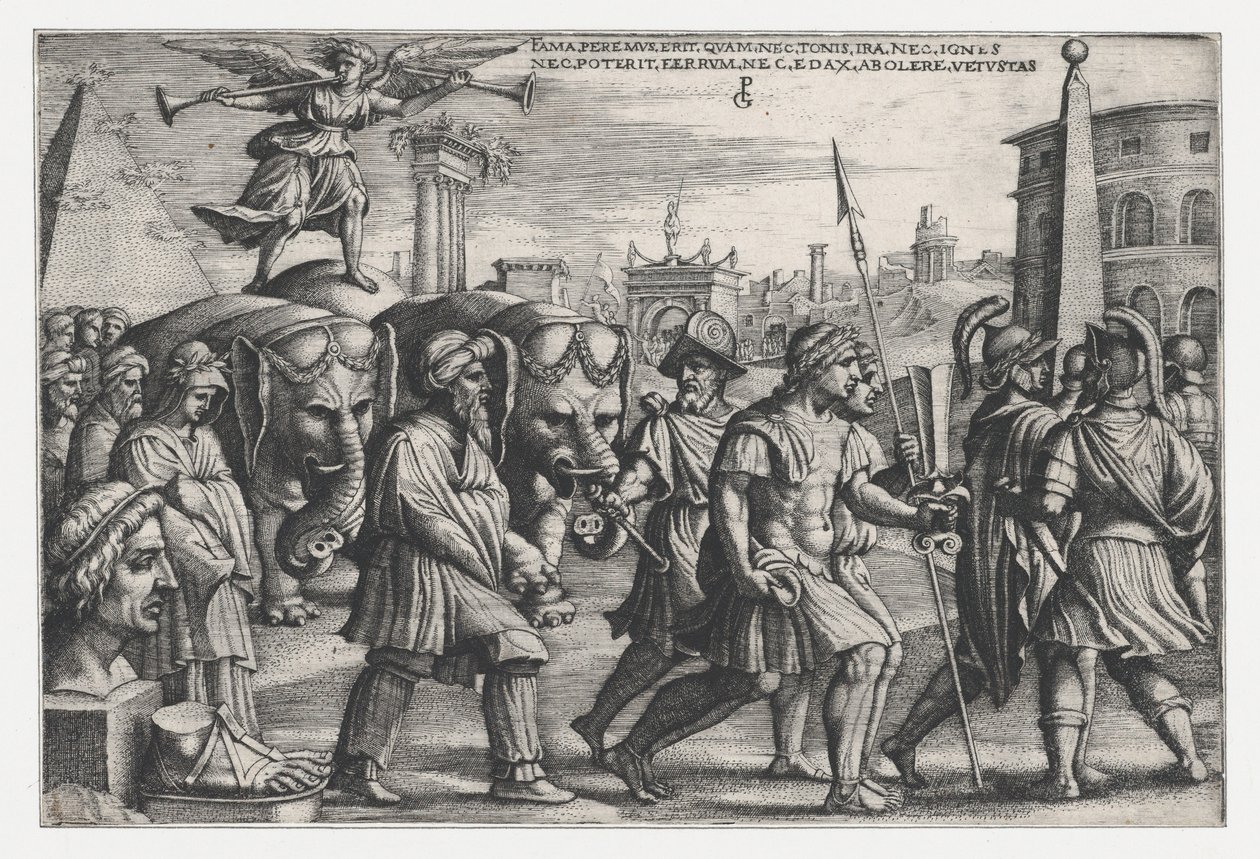 The Triumph of Fame on Chastity, fra The Triumphs of Petrarch. av Georg Pencz