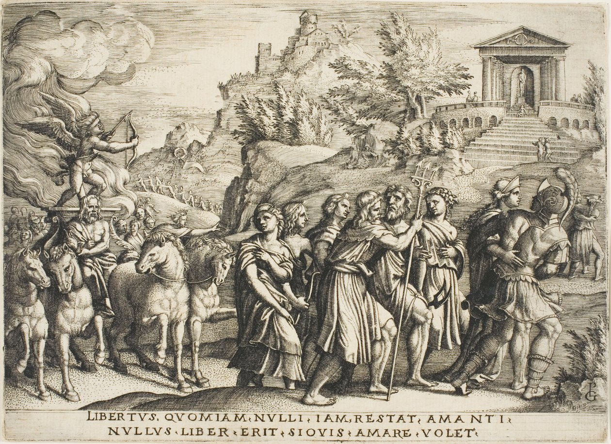 The Triumph of Love, plate en fra The Triumphs of Petrarch av Georg Pencz