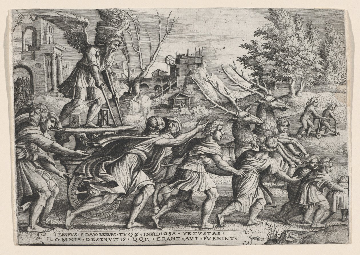 The Triumph of Time on Fame, fra The Triumphs of Petrarch. av Georg Pencz