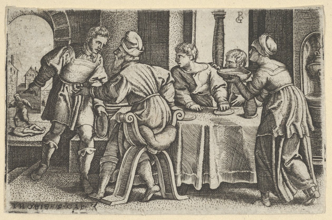 Tobias forlater bordet, fra The Story of Tobias, 1543. av Georg Pencz