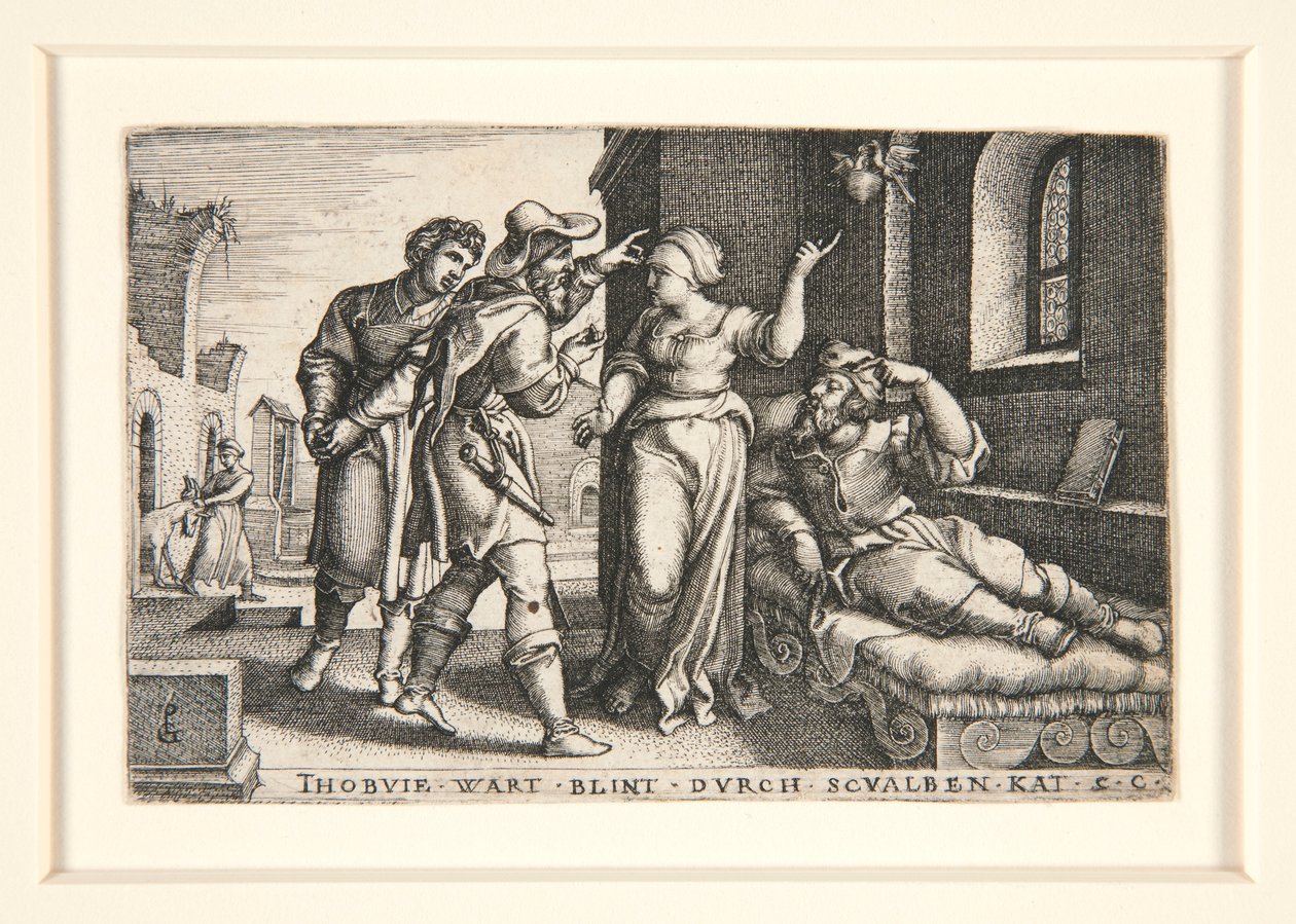 Tobit Blinded, pl. 3 fra serien The Story of Tobit av Georg Pencz