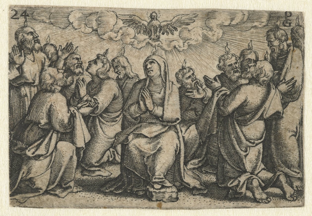 Den Hellige Ånds utgytelse pinse Life of Christ (serietittel) av Georg Pencz