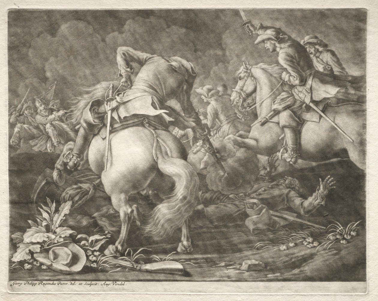 Tredning mellom prøyssiske og ungarske husarer. av Georg Philipp I Rugendas