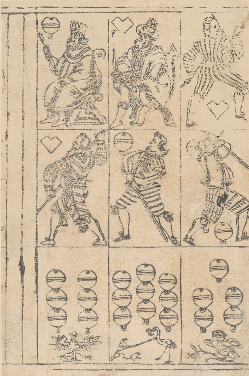 Ark med spillekort, 1500-tallet. av Georg Schachomair