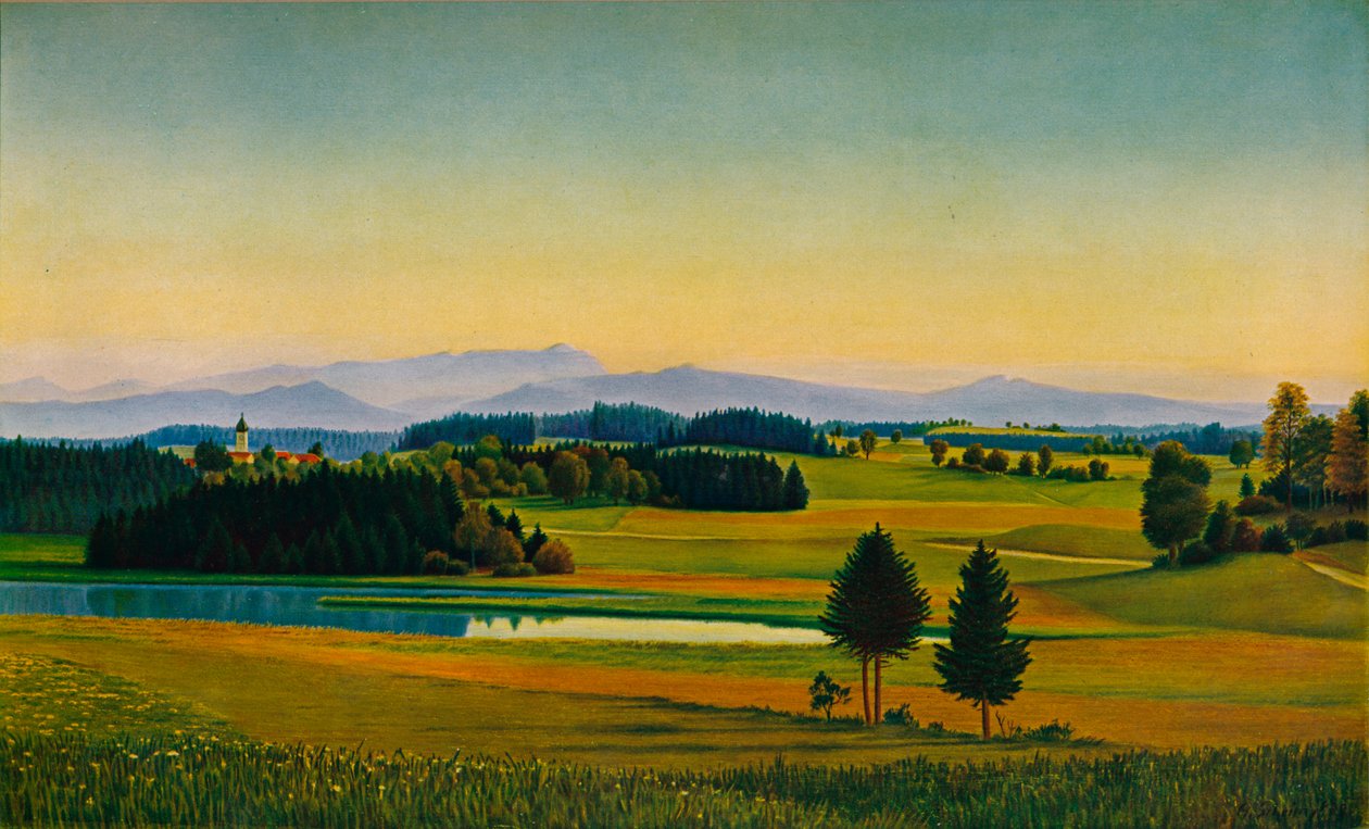 Landskap ved Staffelsee, c1931 av Georg Schrimpf