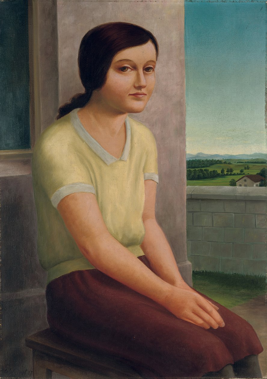 Sittende jente; Sittende jente, 1927 av Georg Schrimpf