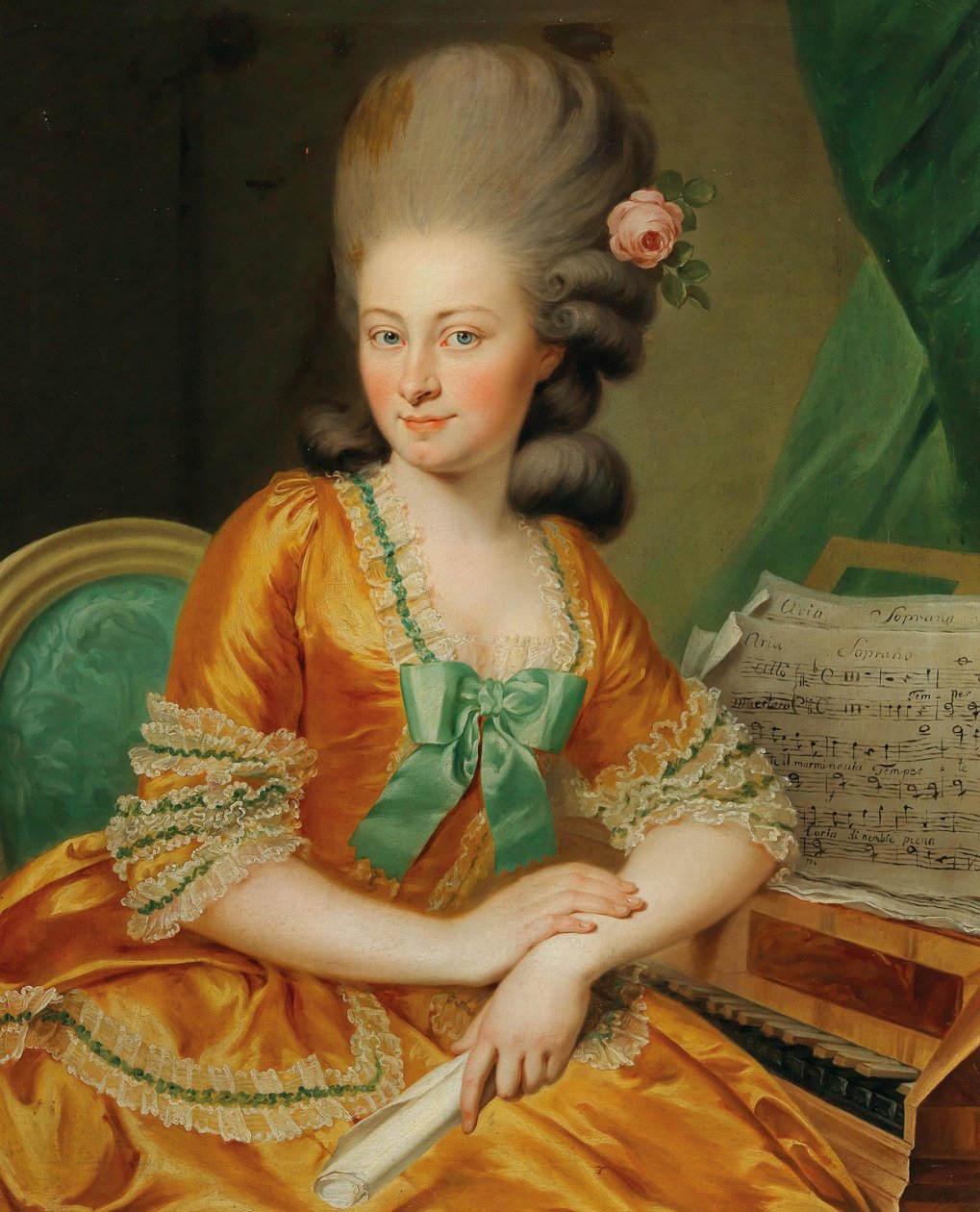 Portrett av en sanger ved cembalo. av Georg Weikert