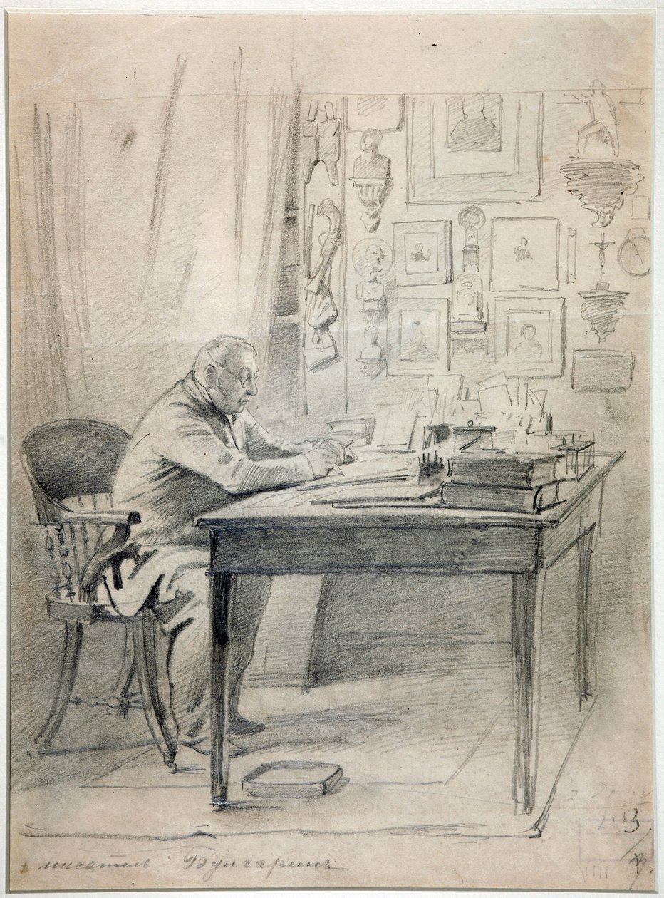 Faddei Boulgarine - Portrett av forfatteren Faddei Bulgarin (1789-1859) av Timm, Vasily (George Wilhelm) (1820-1895) av Georg Wilhelm Timm