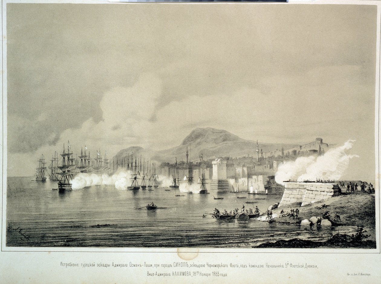 Slaget ved Sinop 30. november 1853 (litografi) av Georg Wilhelm Timm