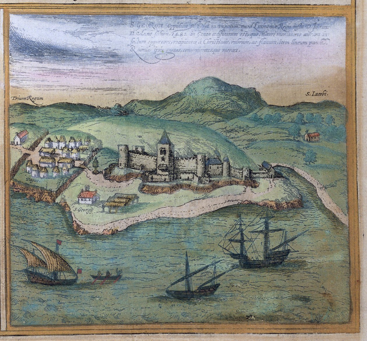 Elmina fra Cities of the World, ca. 1572 av Georg Braun und Franz Hogenberg