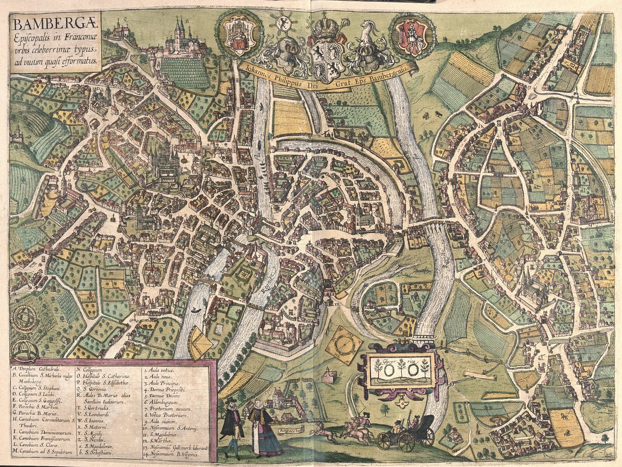 Bambergen (Tyskland) (gravering av Georg Braun and Hogenberg Franz