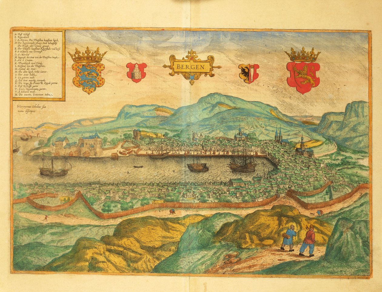 Bergen fra Cities of the World av Georg Braun av Georg Braun and Hogenberg Franz