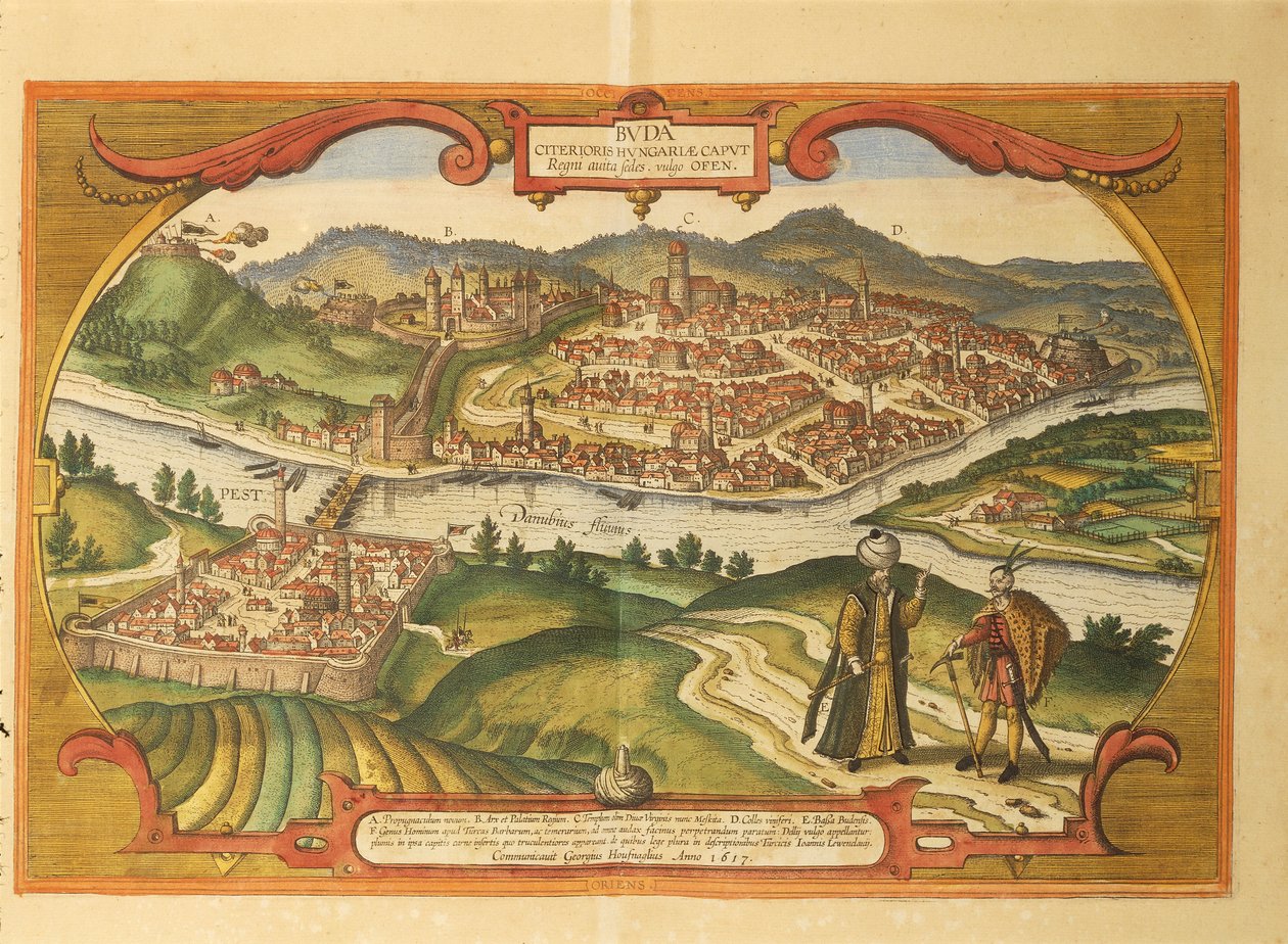 Budapest fra World Cities av Georg Braun av Georg Braun and Hogenberg Franz