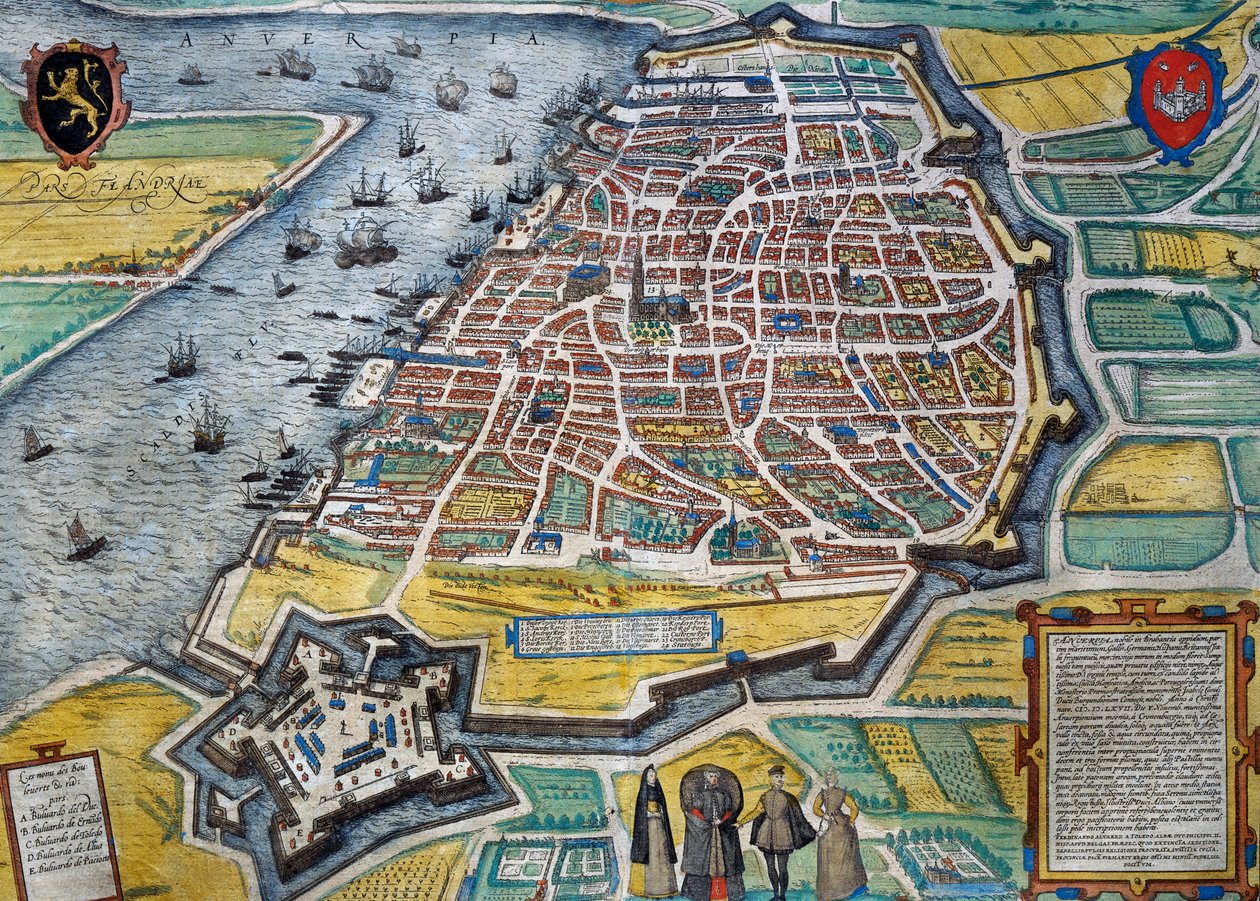 Byen Antwerpen av Georg Braun and Hogenberg Franz