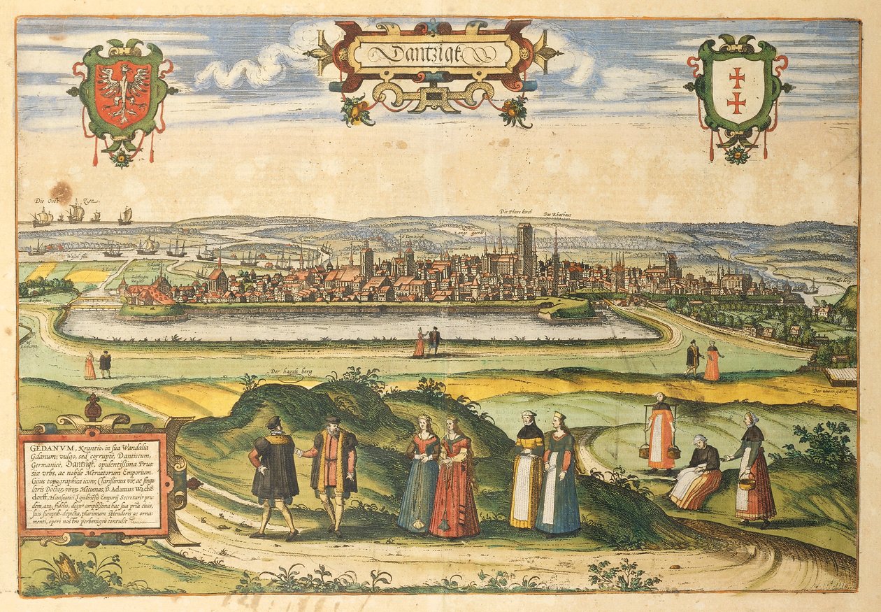 Gdansk fra World Cities av Georg Braun av Georg Braun and Hogenberg Franz