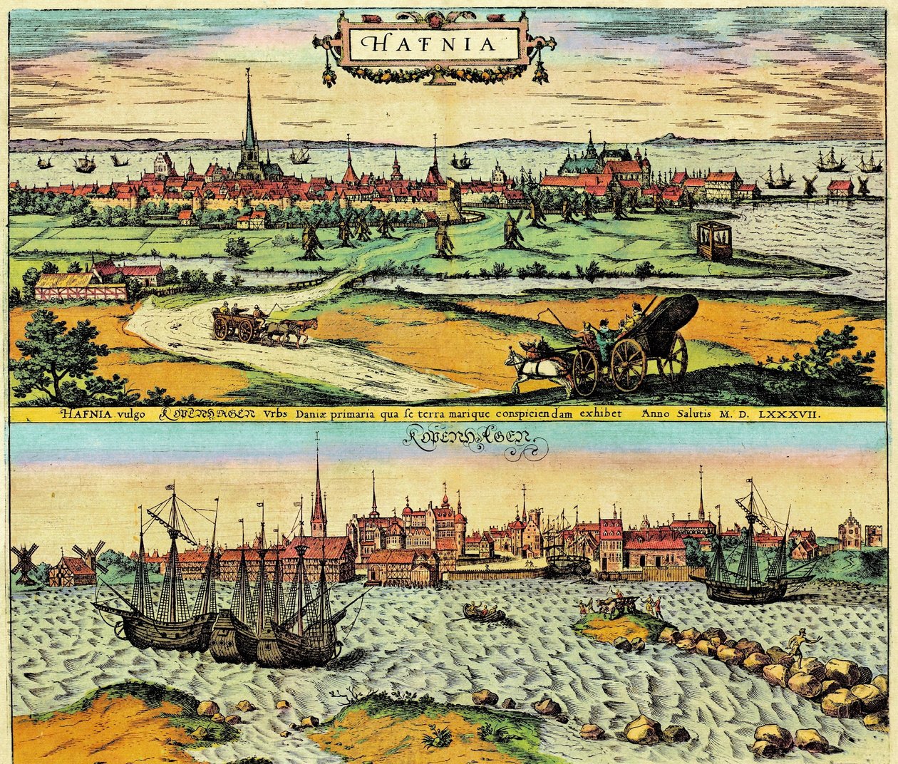 Hafnia/Kobenhavn, Denmark av Georg Braun and Hogenberg Franz