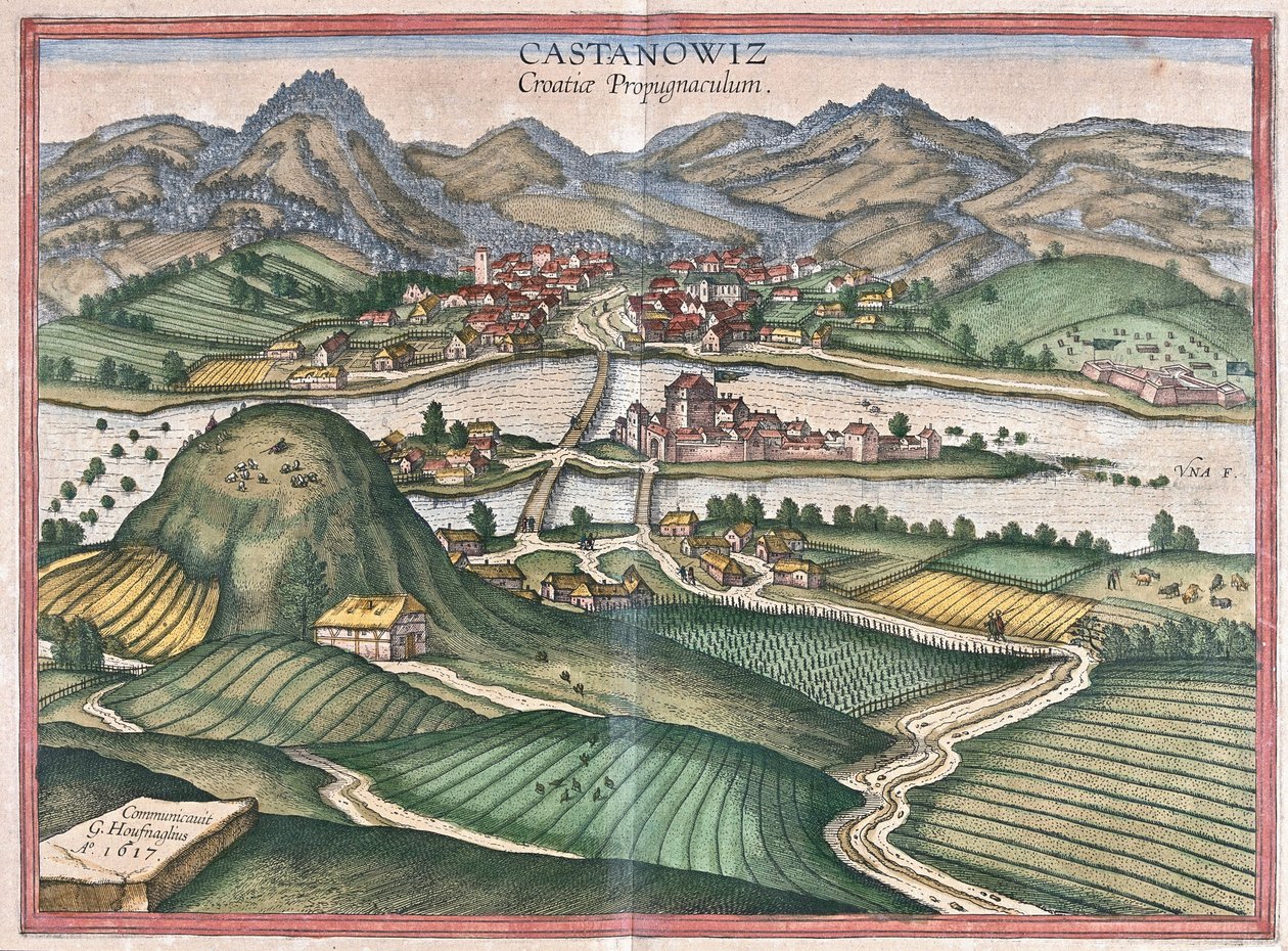 Kostajnica, Kroatia (gravering av Georg Braun and Hogenberg Franz