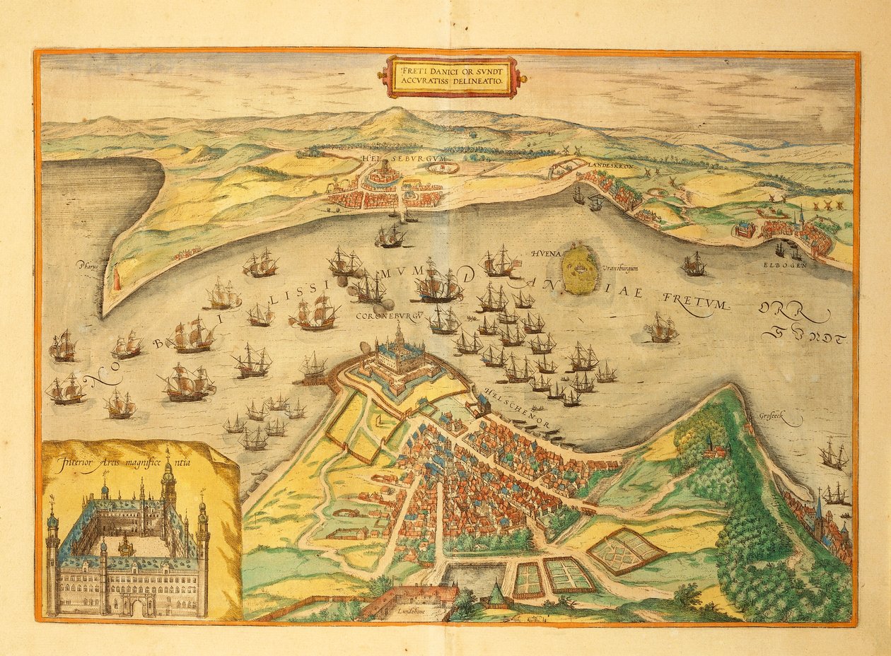 Kronborg fra Cities of the World av Georg Braun av Georg Braun and Hogenberg Franz