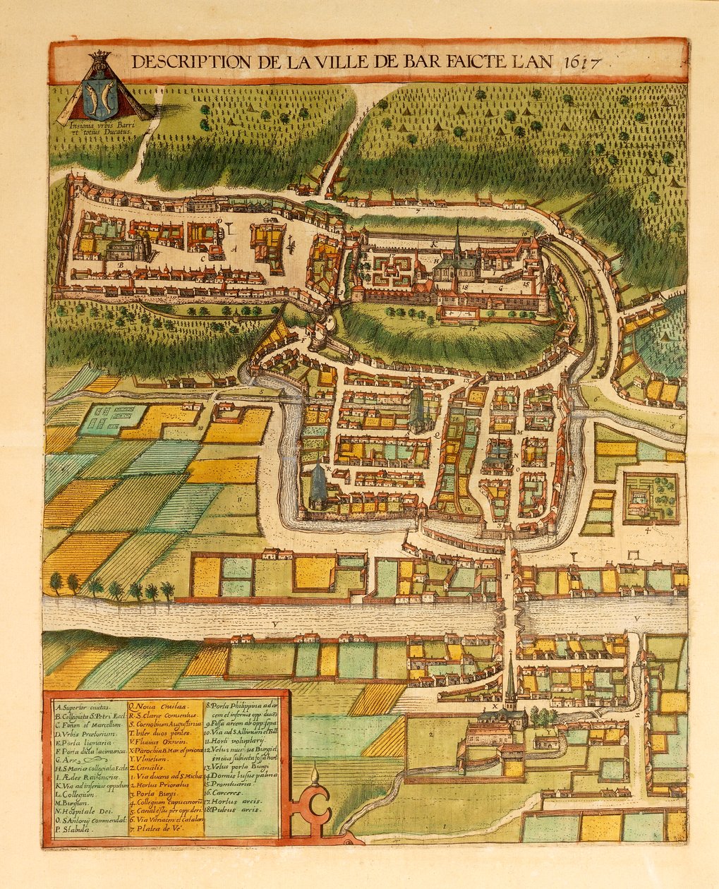 Kart over Bar-Le-Duc fra World Cities av Georg Braun av Georg Braun and Hogenberg Franz