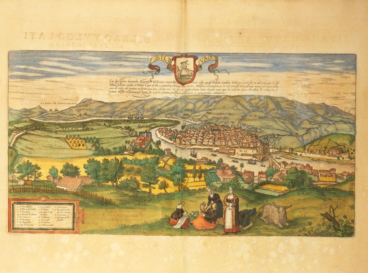 Kart over Bilbao fra Cities of the World av Georg Braun av Georg Braun and Hogenberg Franz