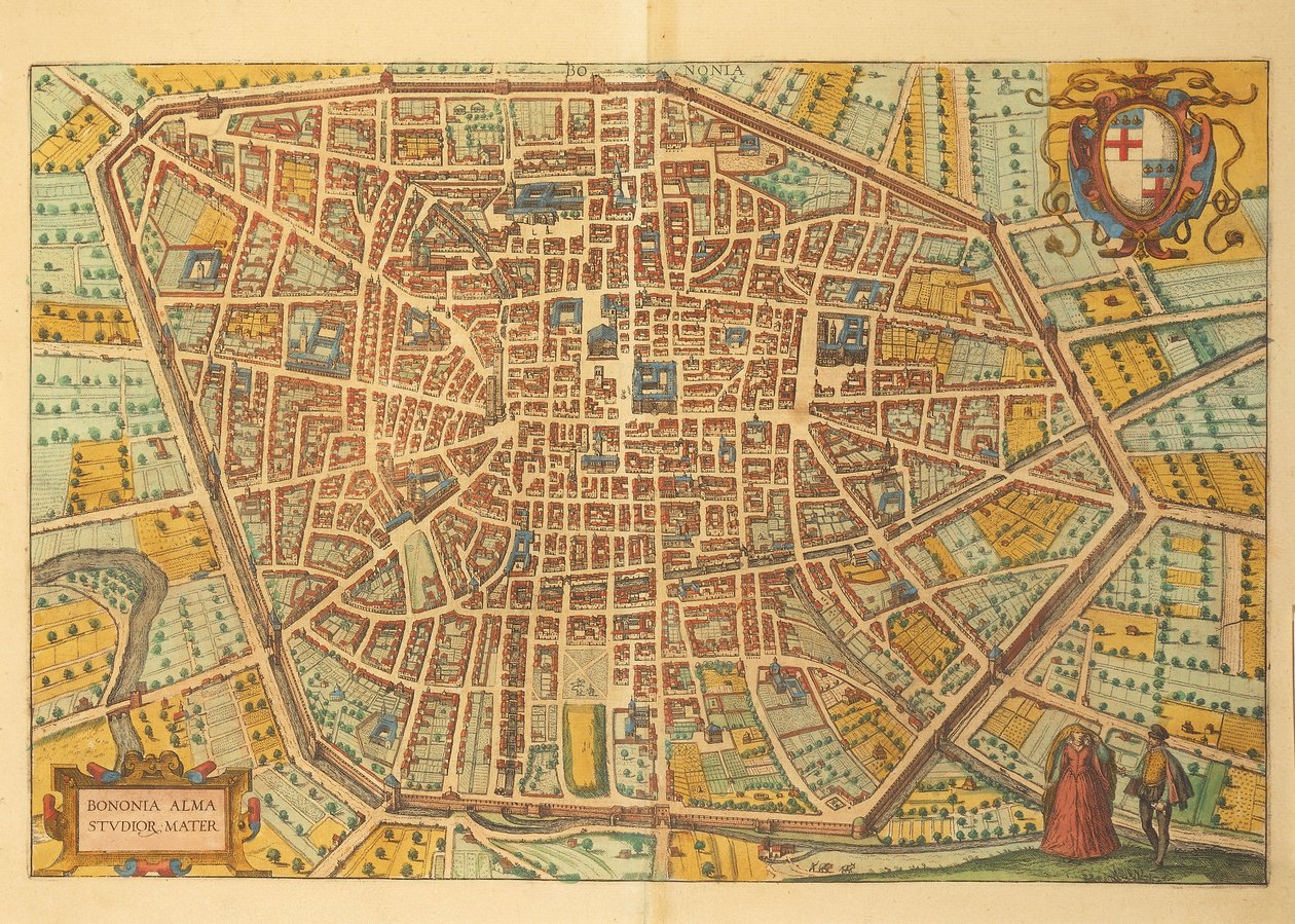 Kart over Bologna fra Cities of the World av Georg Braun av Georg Braun and Hogenberg Franz