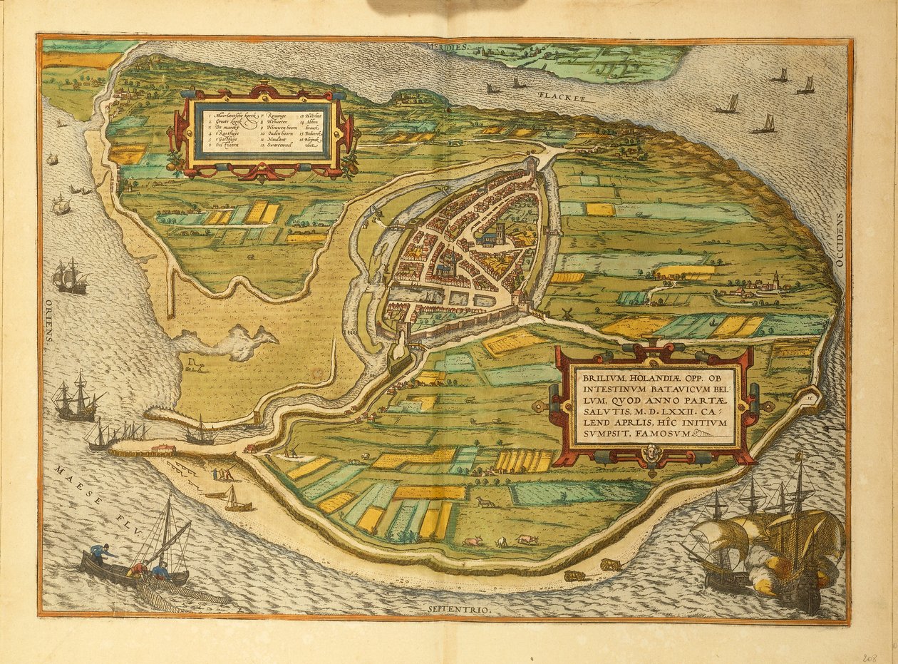 Kart over Brielle fra verdenskart av Georg Braun av Georg Braun and Hogenberg Franz