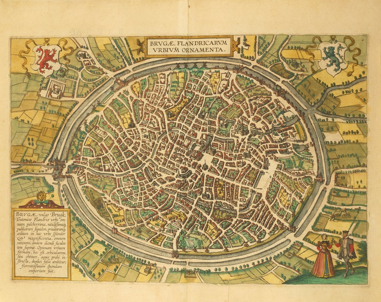 Kart over Brugge fra verdensbyer av Georg Braun av Georg Braun and Hogenberg Franz
