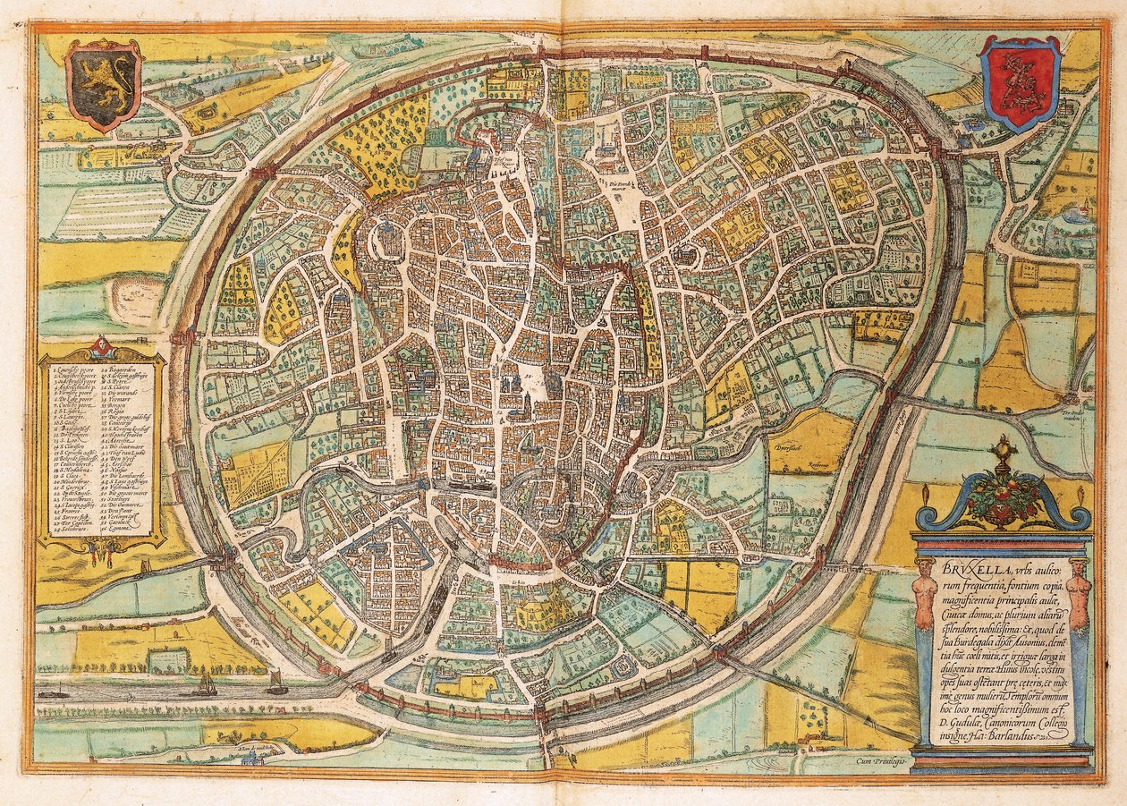 Kart over Bruxelles fra USA av Georg Braun av Georg Braun and Hogenberg Franz