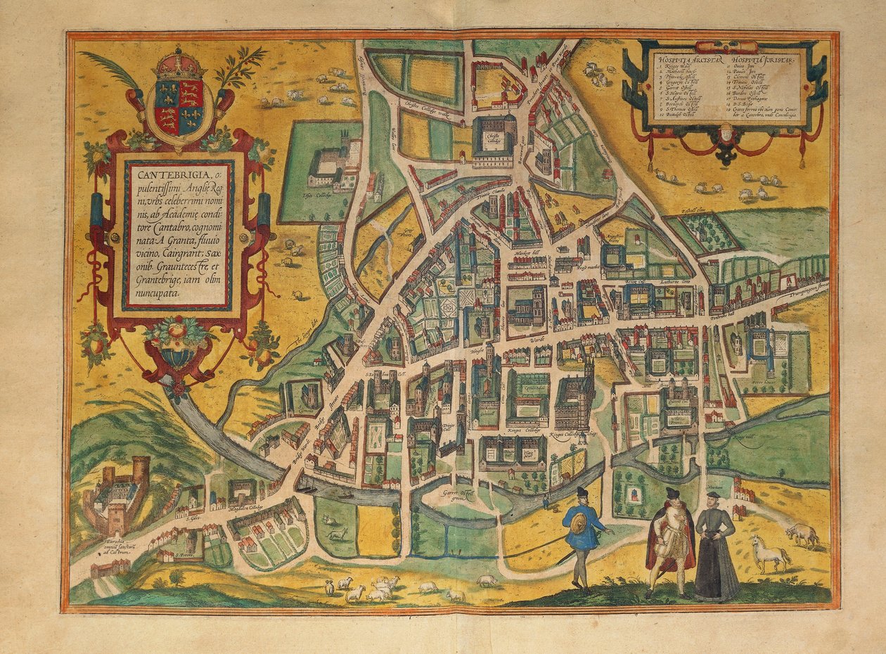 Kart over Cambridge fra USA av Georg Braun av Georg Braun and Hogenberg Franz