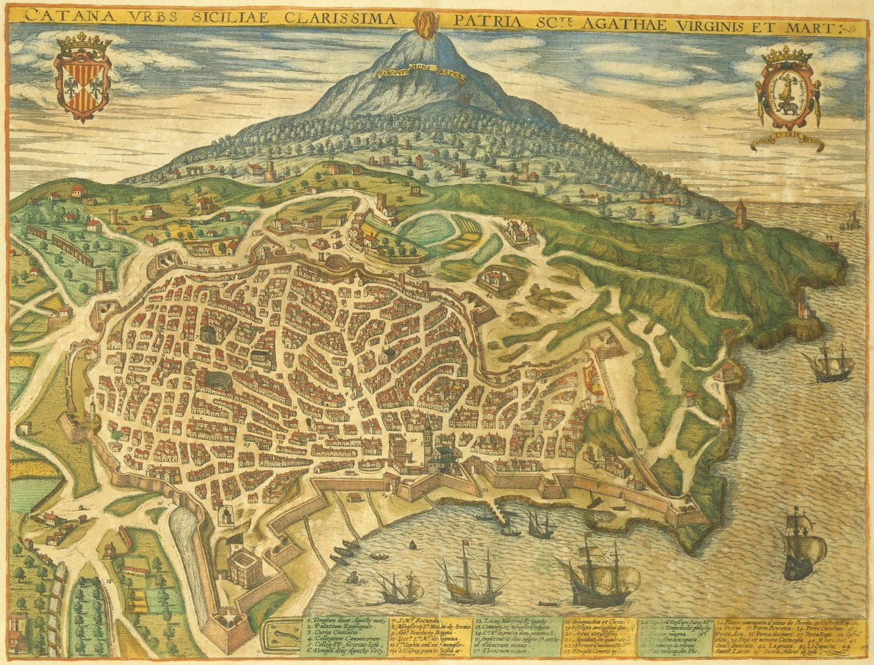 Kart over Catania fra Cities of the World av Georg Braun av Georg Braun and Hogenberg Franz