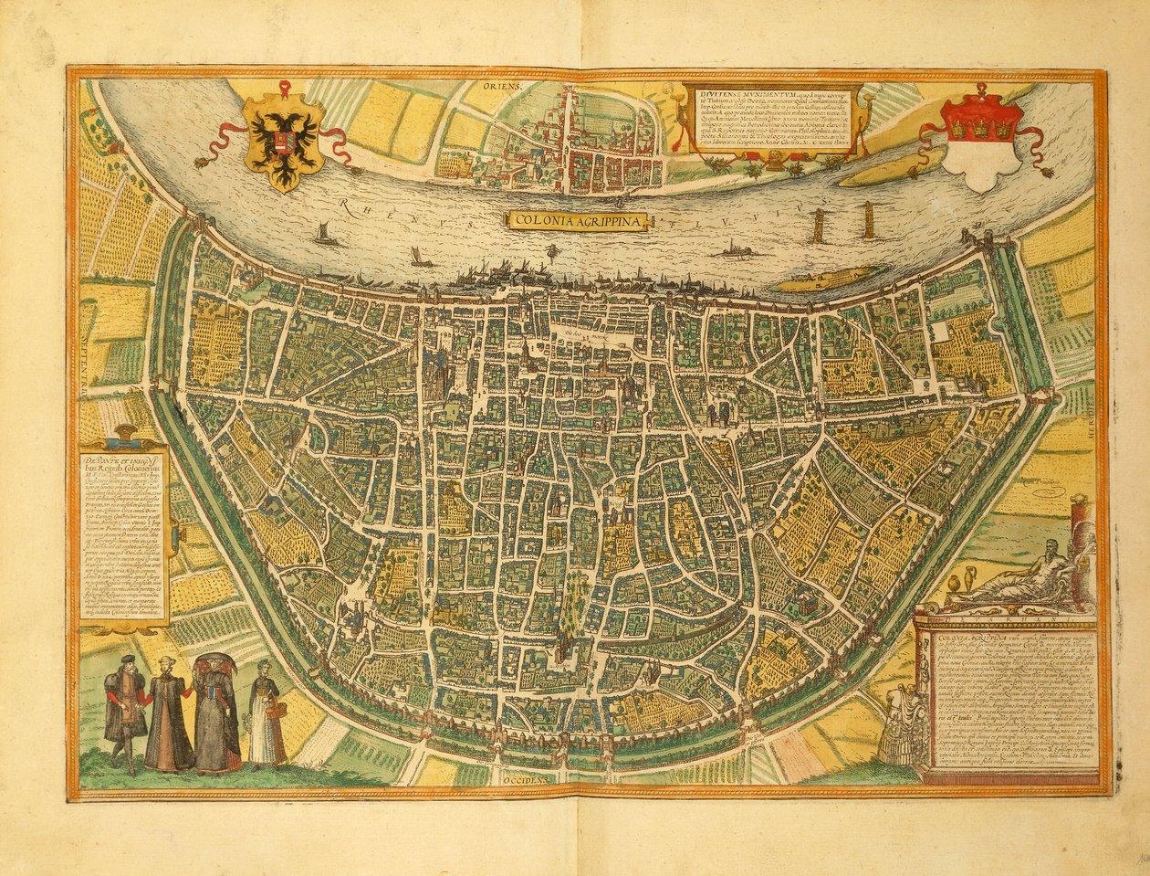 Kart over Köln fra andre verdenskrig av Georg Braun av Georg Braun and Hogenberg Franz