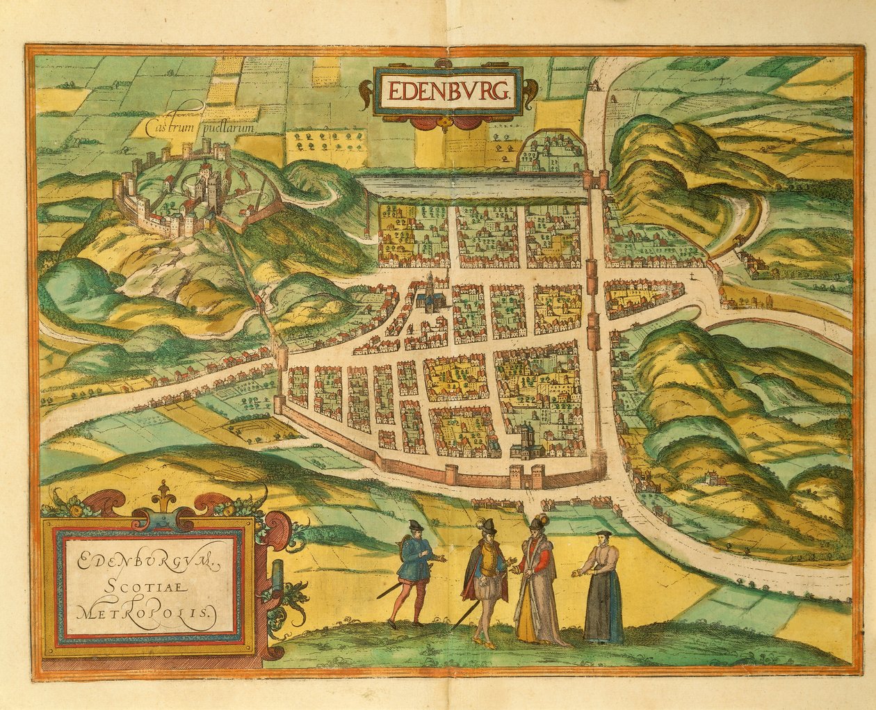 Kart over Edinburgh fra Cities of the World av Georg Braun av Georg Braun and Hogenberg Franz