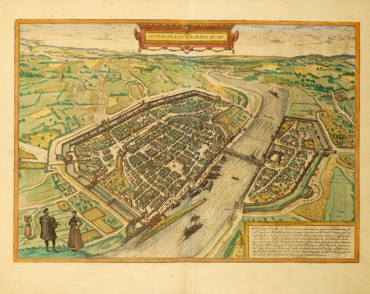 Kart over Frankfurt fra verdenskart av Georg Braun av Georg Braun and Hogenberg Franz