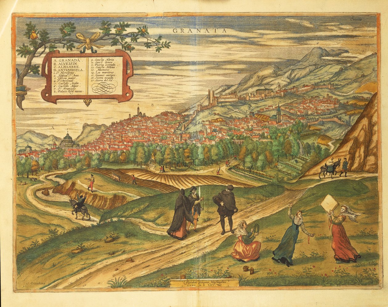 Kart over Granada fra verdenskart av Georg Braun av Georg Braun and Hogenberg Franz