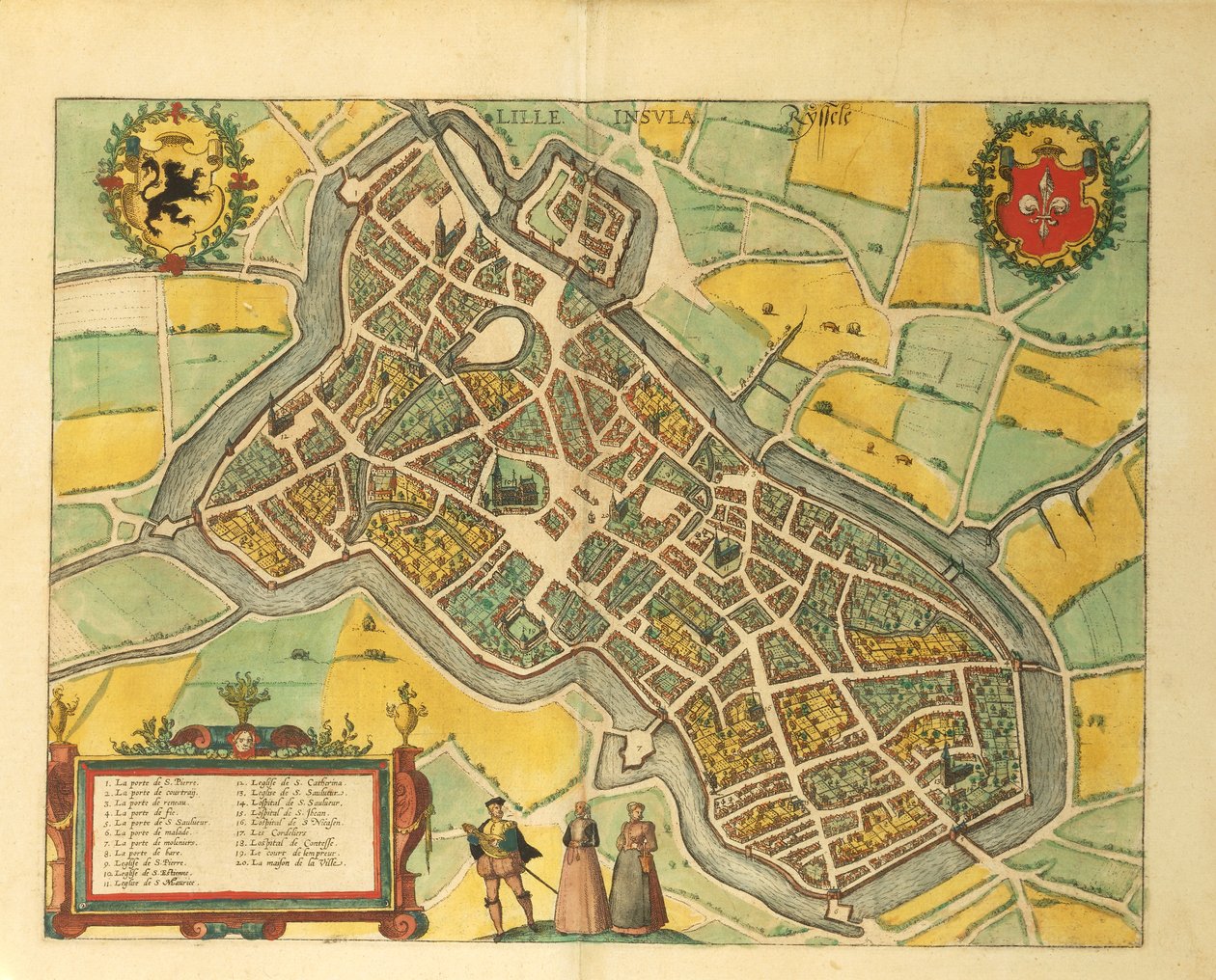 Kart over Lille fra World Cities av Georg Braun av Georg Braun and Hogenberg Franz