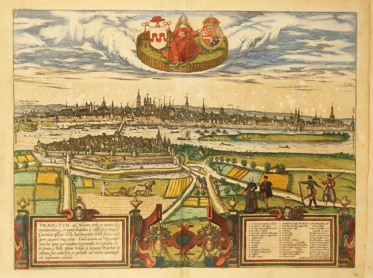 Kart over Maastricht fra Cities of the World av Georg Braun av Georg Braun and Hogenberg Franz