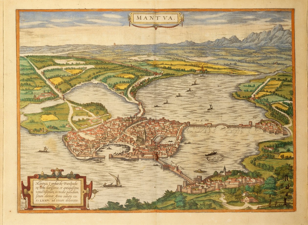 Kart over Mantua fra World Cities av Georg Braun av Georg Braun and Hogenberg Franz