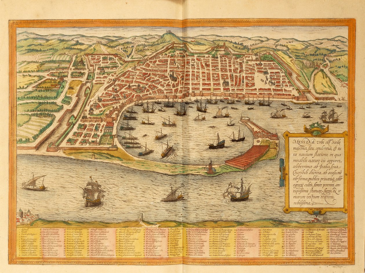 Kart over Messina fra verdenskart av Georg Braun av Georg Braun and Hogenberg Franz