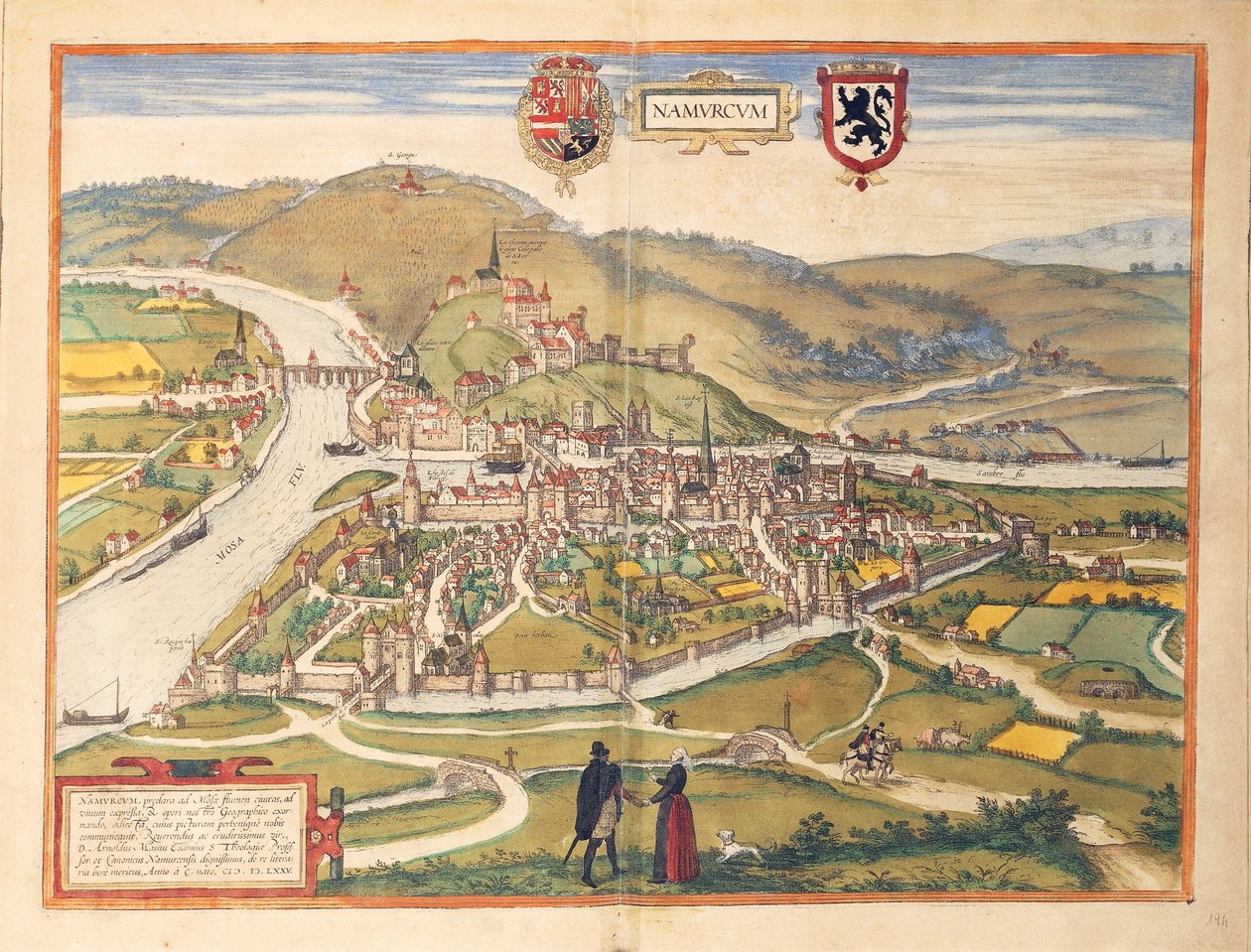 Kart over Namur fra andre verdenskrig av Georg Braun av Georg Braun and Hogenberg Franz