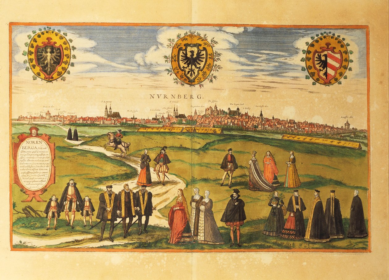 Kart over Nürnberg fra Cities of the World av Georg Braun av Georg Braun and Hogenberg Franz