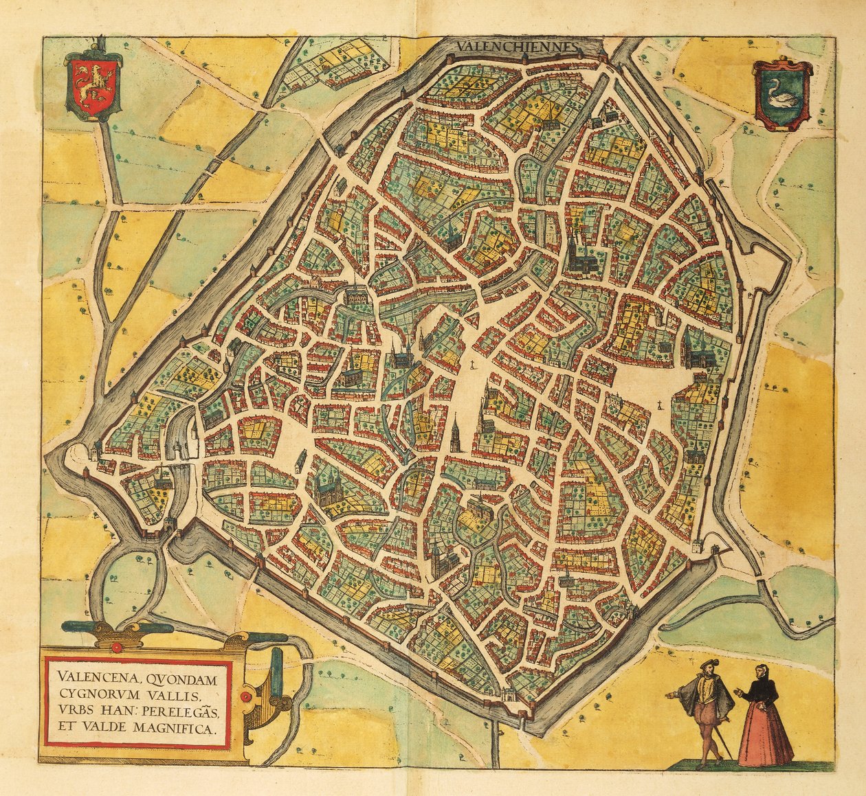 Kart over Valenciennes fra USA av Georg Braun av Georg Braun and Hogenberg Franz