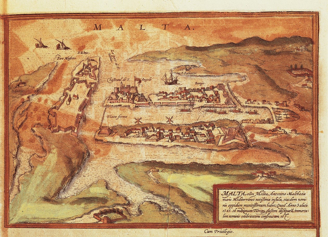 Kart over øya Malta av Georg Braun av Georg Braun and Hogenberg Franz