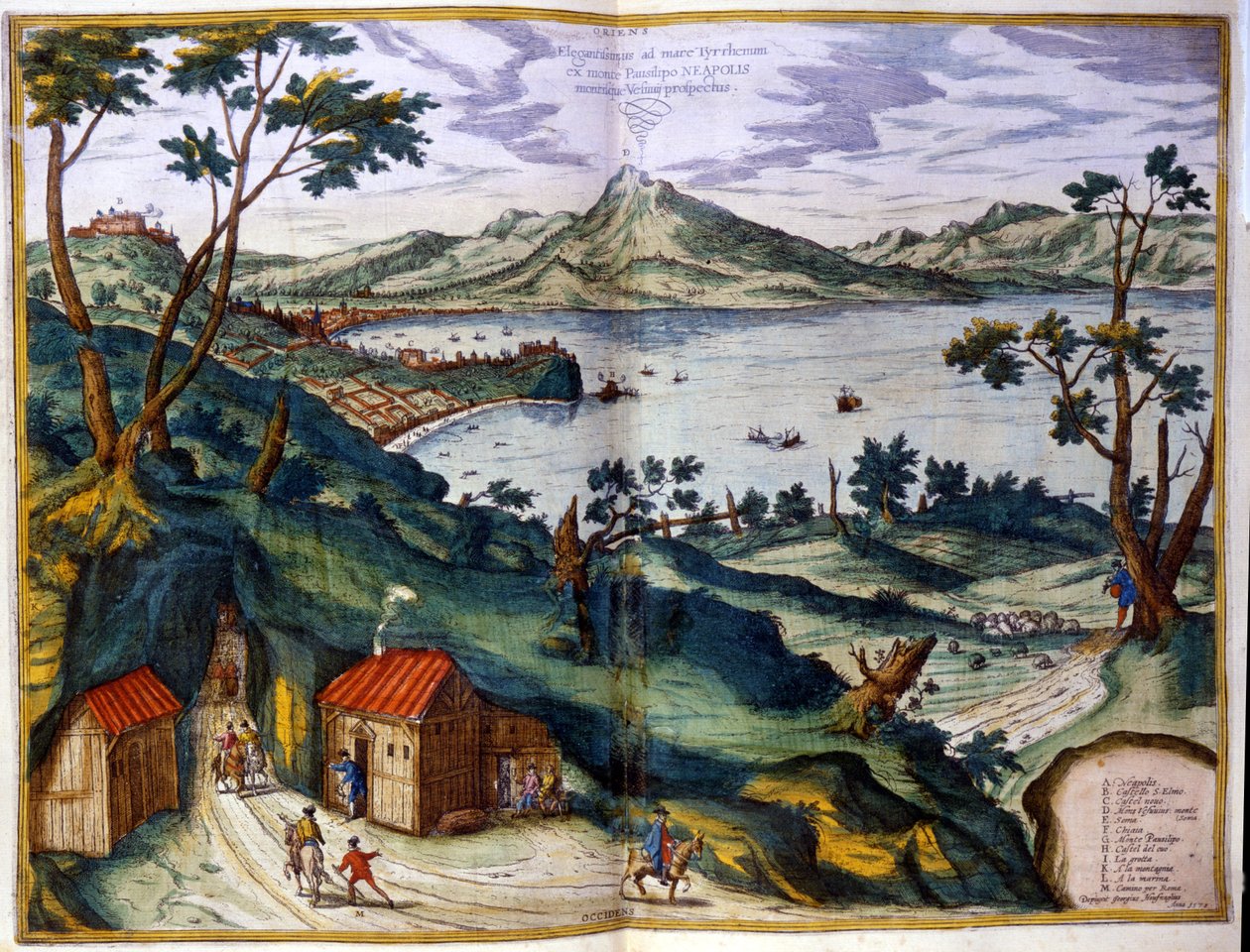 Napoli, Posilipe og Vesuv. Braun & Hogenberg, Amsterdam 1600. av Georg Braun and Hogenberg Franz